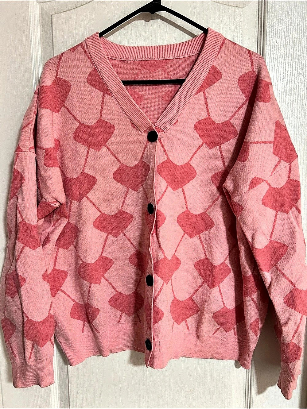 Pink Geometric Cardigan Size XL